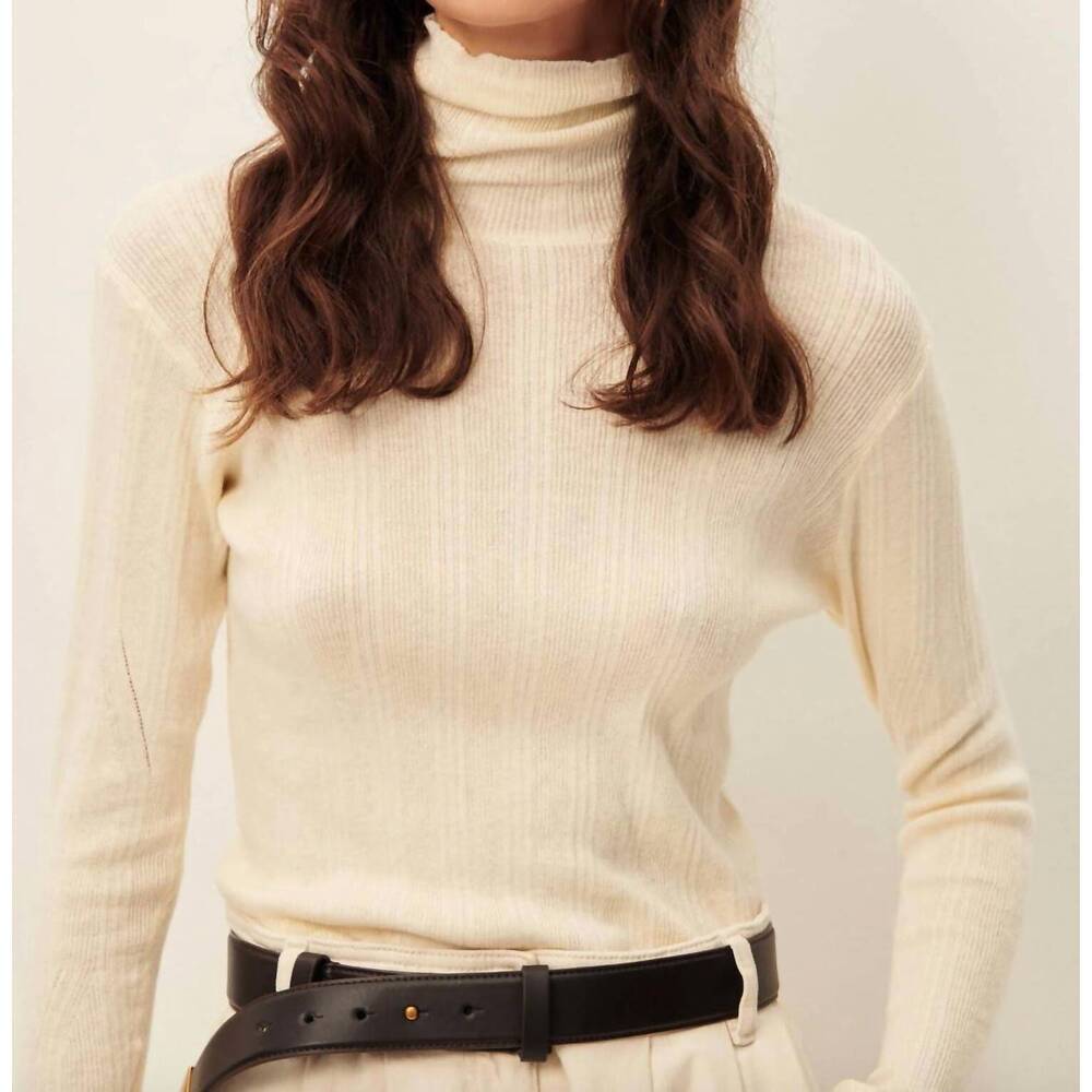 NEW SESSUN norte slim-fitting turtleneck top in fleur de sel